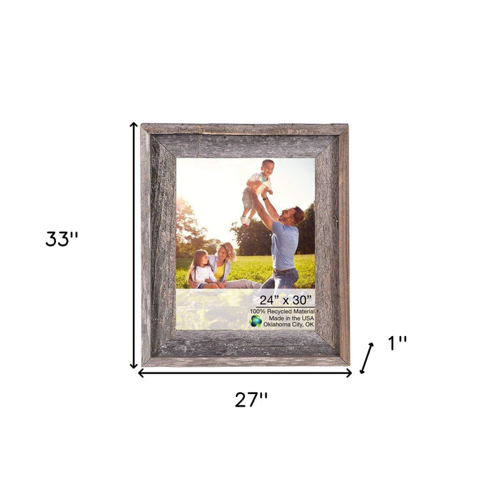 Natural Weathered Grey Wood Picture Frame With Plexiglass Holder | 24"x30"