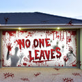 No One Leaves Bloody Footprints Halloween Garage Door Cover Wrap