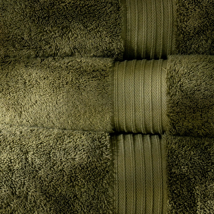 Olive Green Egyptian Cotton Towels bedroom detail 1 | Soak and Sleep