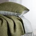 Olive Green Reversible Pure Wool Cushions & Throws