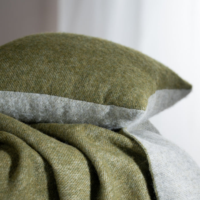 Olive Green Reversible Pure Wool Cushions & Throws