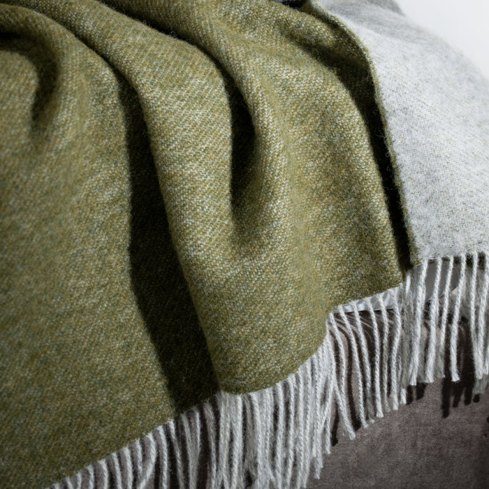 Olive Green Reversible Pure Wool Cushions & Throws