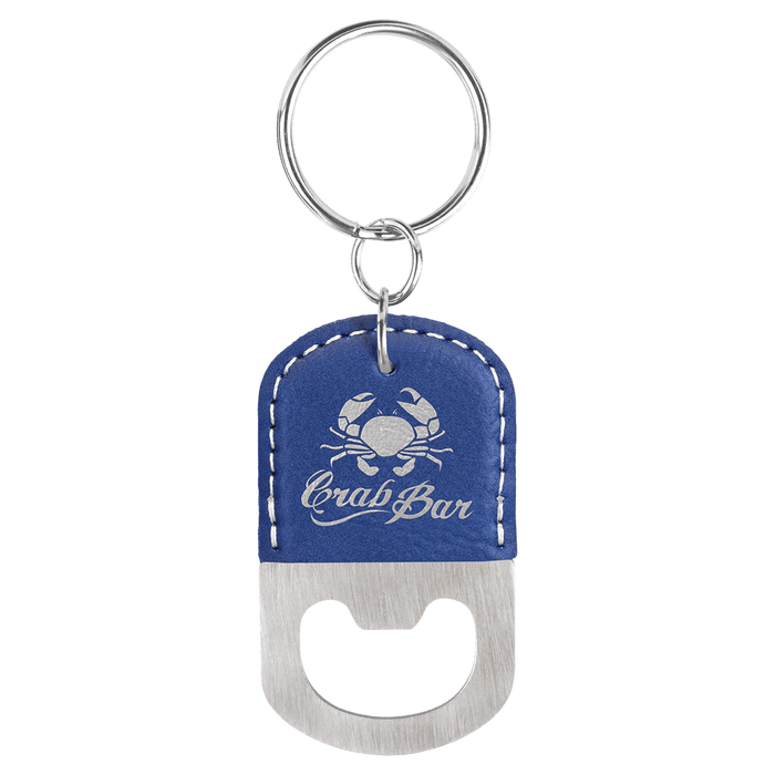 Oval Leatherette Bottle Opener Keychain - KCL04