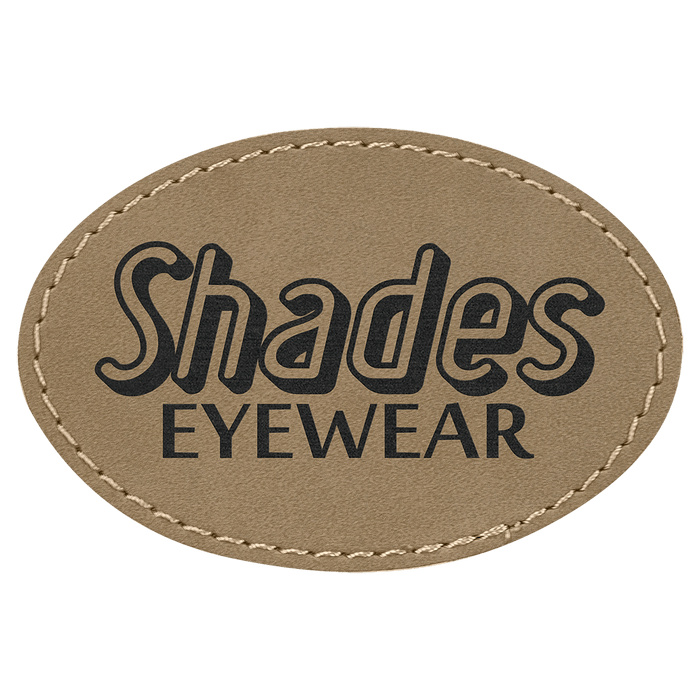 3" x 2" Oval Light Brown Leatherette Patch with Adhesive