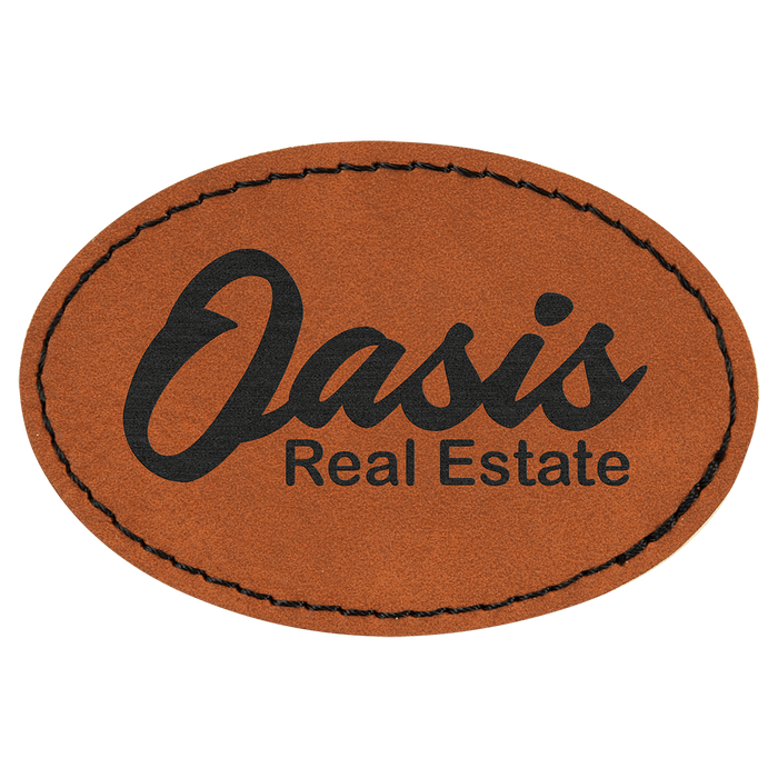 3" x 2" Oval Rawhide Leatherette Patch with Adhesive