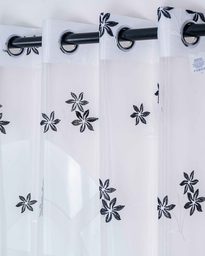 Parda online Premium 3 Flower Embroidery Tissue Curtain with Soft & Durable Fabric