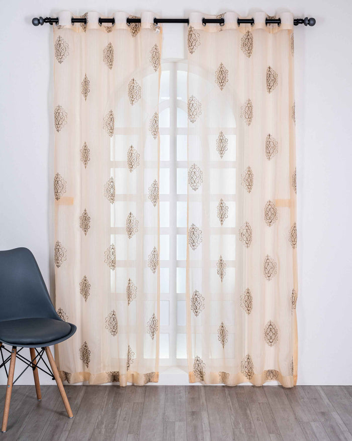 Parda online Premium Damas Design Embroidery Tissue Curtain with Soft & Durable Fabric