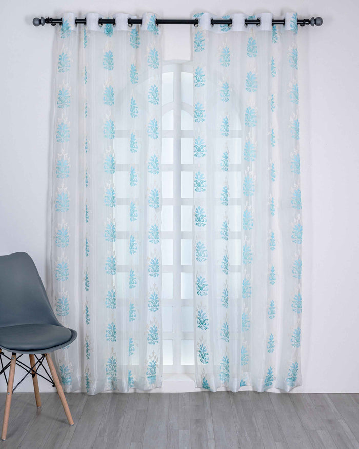 Parda online Premium Damas Design Embroidery Tissue Curtain with Soft & Durable Fabric
