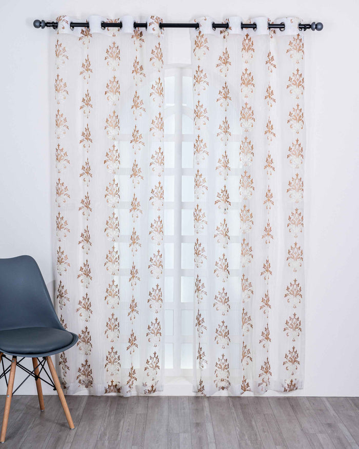 Parda online Premium Damas Design Embroidery Tissue Curtain with Soft & Durable Fabric