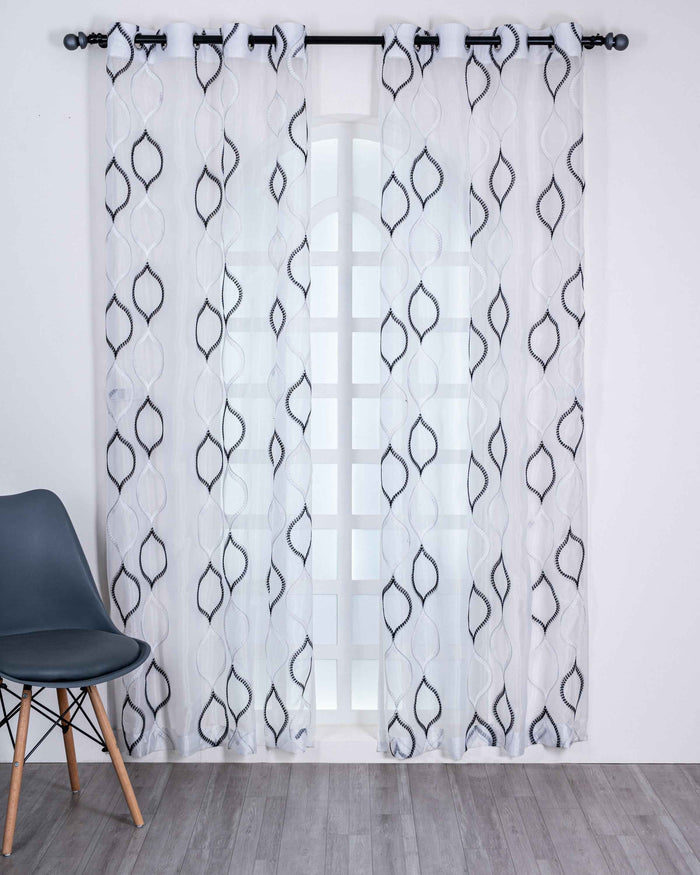 Parda online Premium Drop Embroidery Tissue Fabric Curtain with Soft & Durable