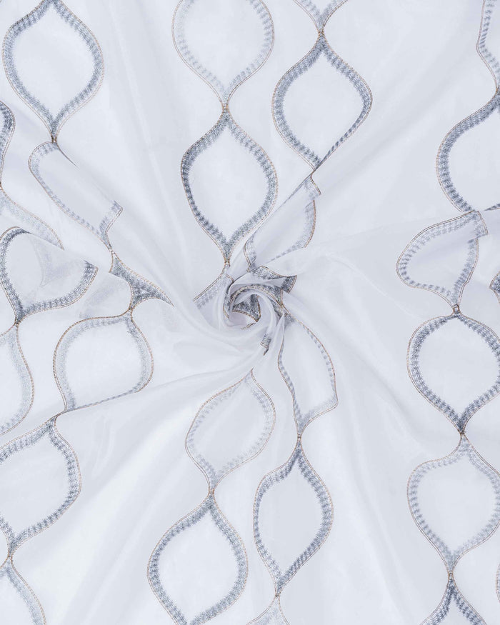 Parda online Premium Drop Embroidery Tissue Fabric Curtain with Soft & Durable