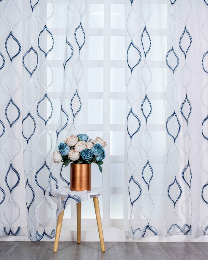 Parda online Premium Drop Embroidery Tissue Fabric Curtain with Soft & Durable