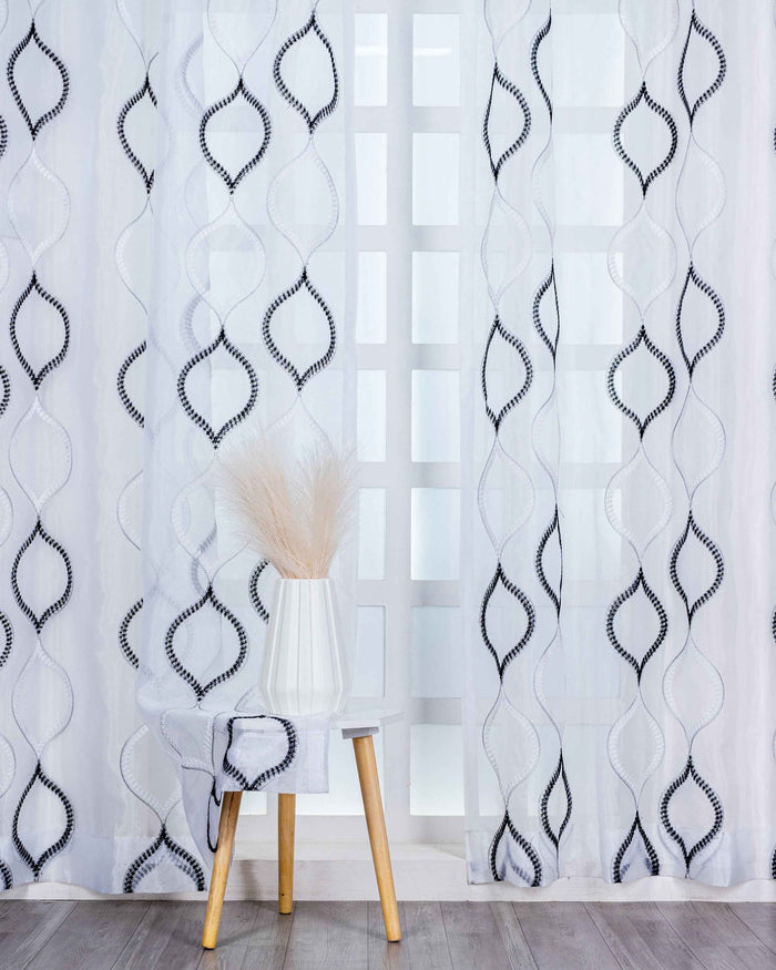 Parda online Premium Drop Embroidery Tissue Fabric Curtain with Soft & Durable