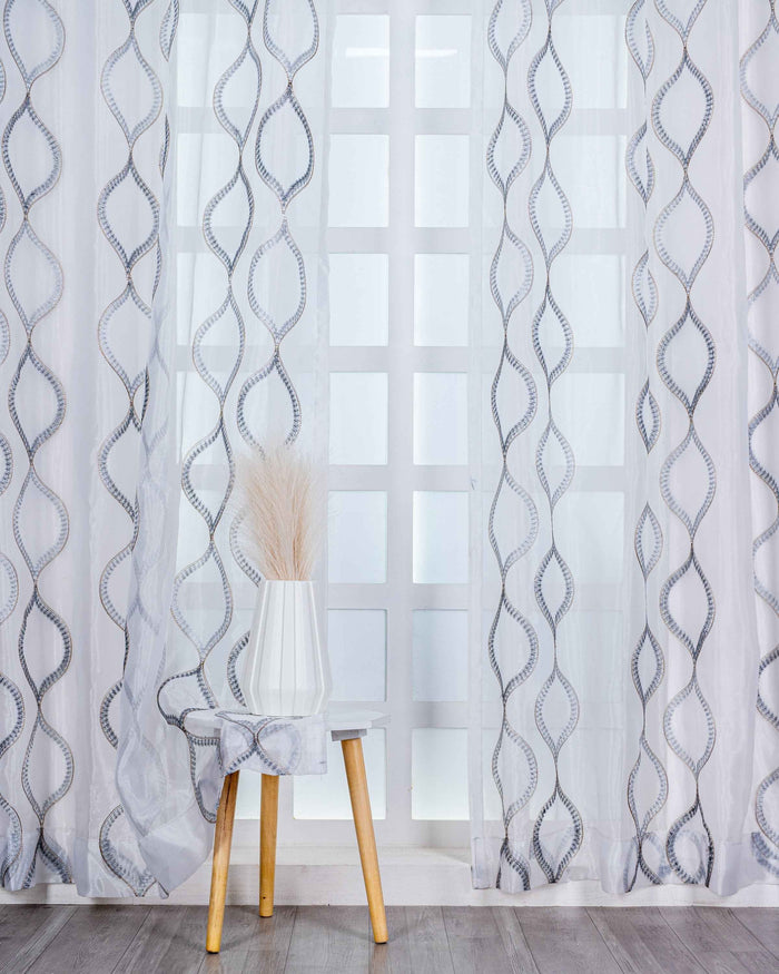 Parda online Premium Drop Embroidery Tissue Fabric Curtain with Soft & Durable
