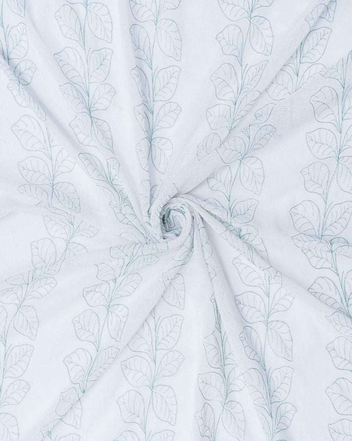 Parda online Premium Embroidery Linen Curtain with Soft & Durable Fabric - Leaf Design