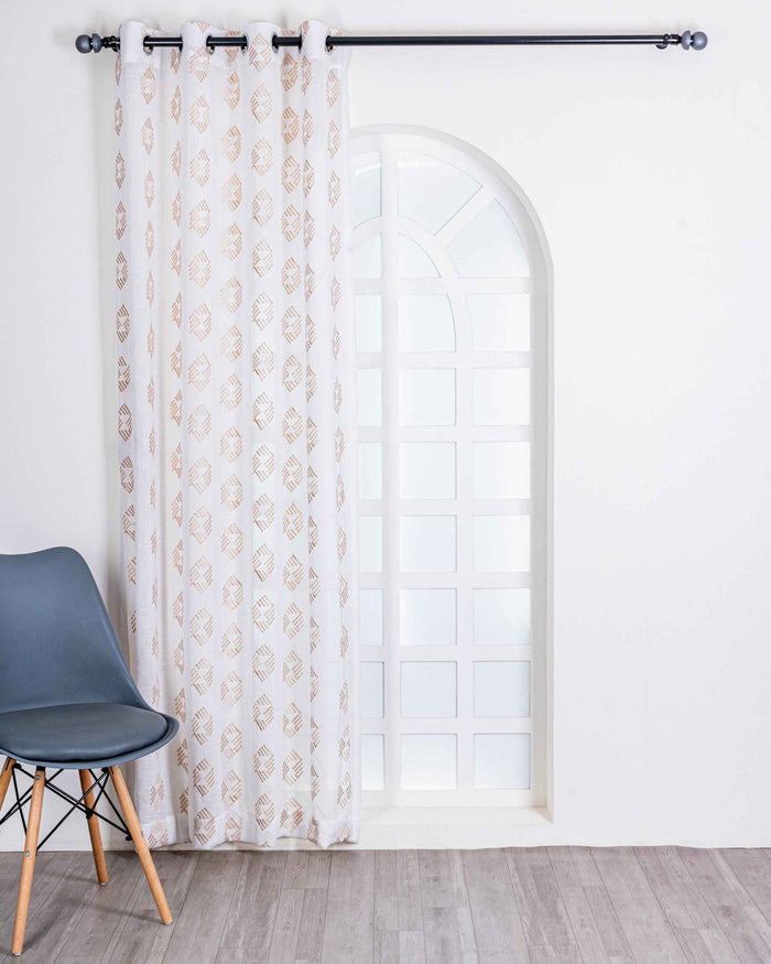 Parda online Premium Embroidery Linen Curtain with Soft & Durable Fabric - Rombus Design