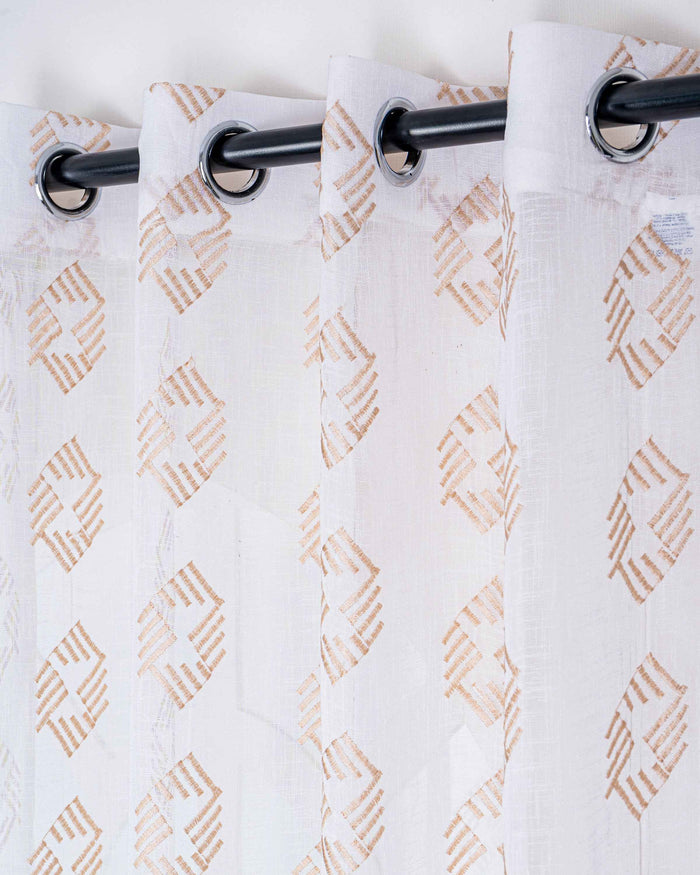Parda online Premium Embroidery Linen Curtain with Soft & Durable Fabric - Rombus Design