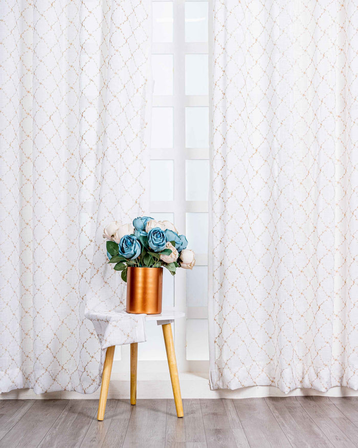 Parda online Premium Embroidery Linen Curtain with Soft & Durable Fabric - Sparkle Design