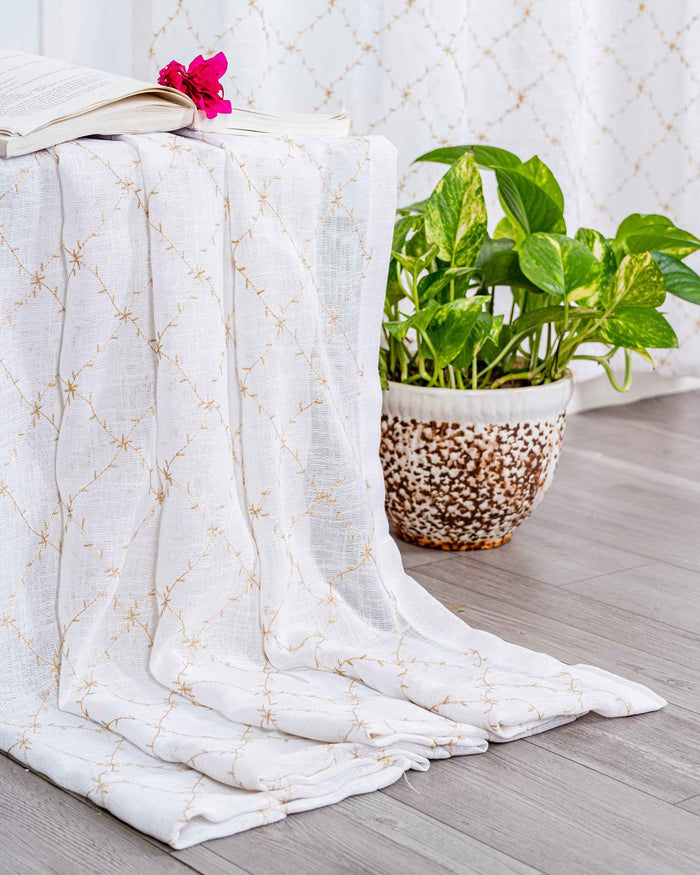 Parda online Premium Embroidery Linen Curtain with Soft & Durable Fabric - Sparkle Design
