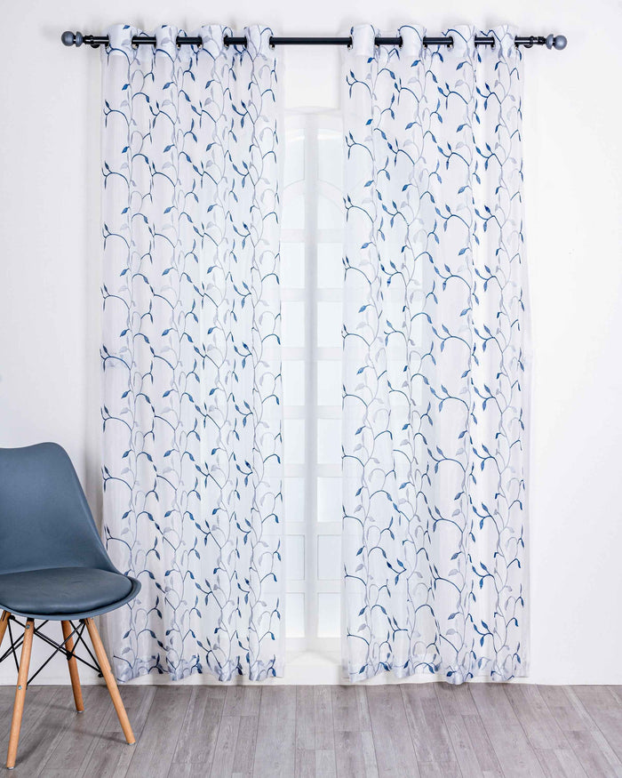 Parda online Premium Floral Design Embroidery Tissue Fabric Curtain with Soft & Durable