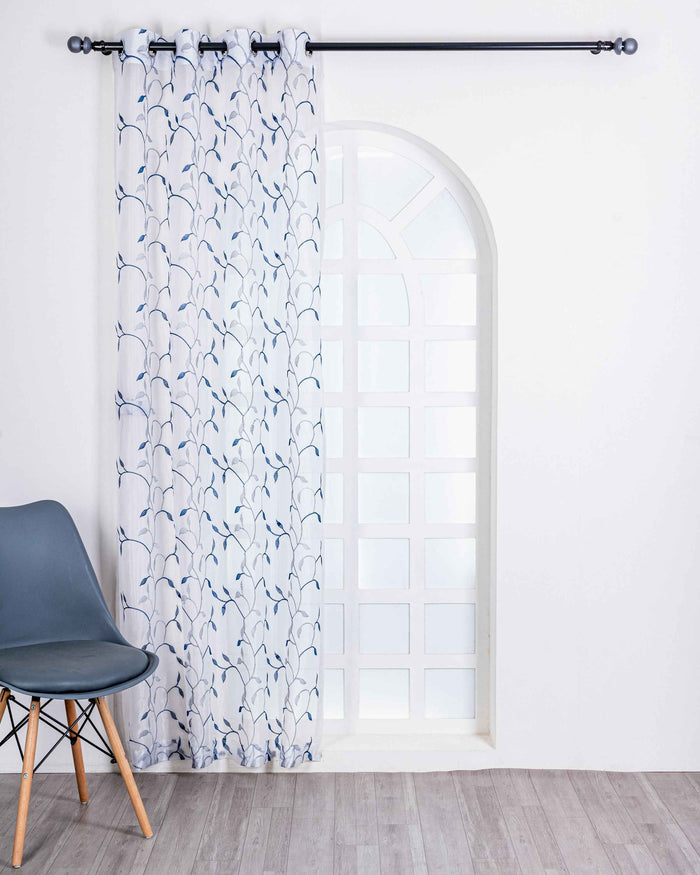 Parda online Premium Floral Design Embroidery Tissue Fabric Curtain with Soft & Durable