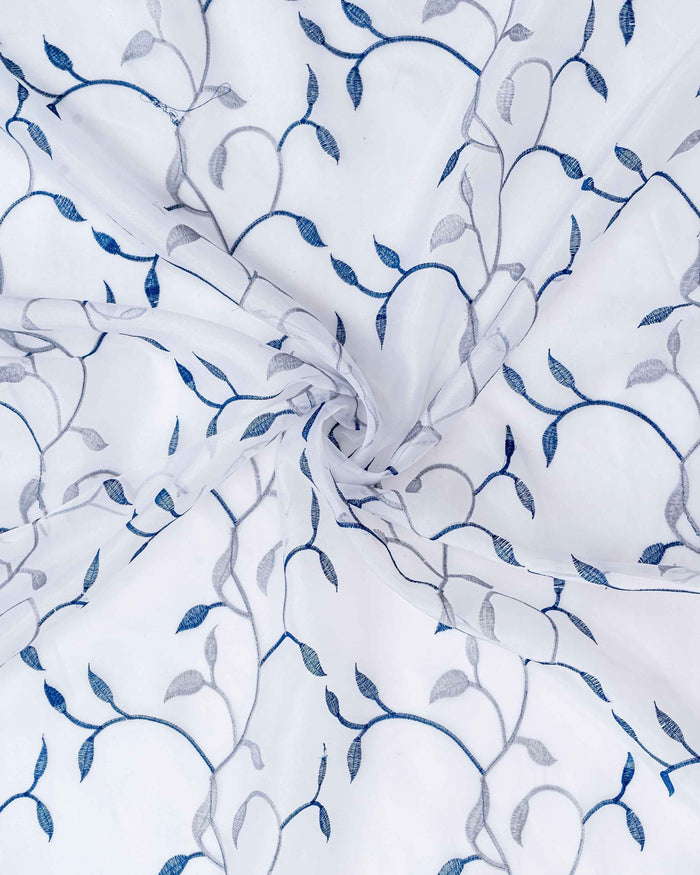 Parda online Premium Floral Design Embroidery Tissue Fabric Curtain with Soft & Durable