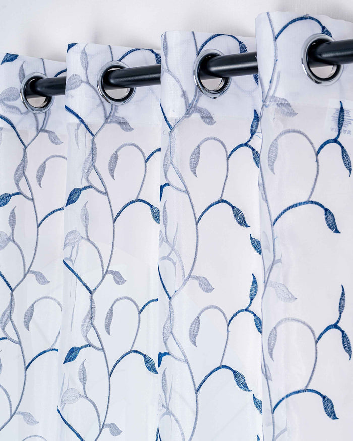 Parda online Premium Floral Design Embroidery Tissue Fabric Curtain with Soft & Durable