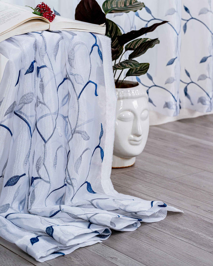 Parda online Premium Floral Design Embroidery Tissue Fabric Curtain with Soft & Durable