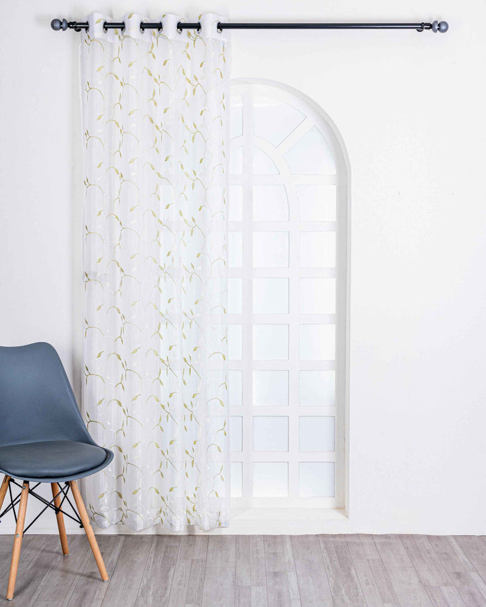Parda online Premium Floral Design Embroidery Tissue Fabric Curtain with Soft & Durable