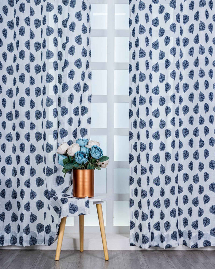 Parda online Premium Jacquard Linen Curtain with Leaf Design with Soft & Durable Fabric