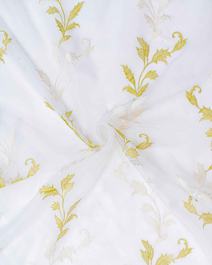 Parda online Premium Leaf Design Embroidery Tissue Curtain with Soft & Durable Fabric