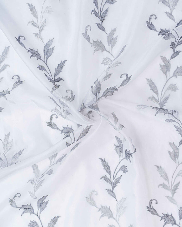 Parda online Premium Leaf Design Embroidery Tissue Curtain with Soft & Durable Fabric