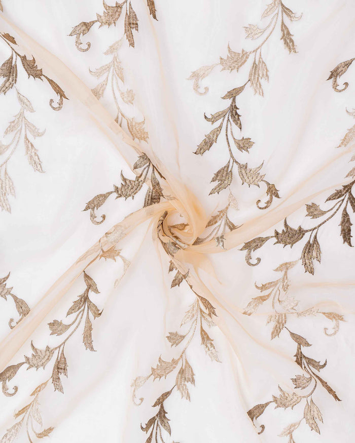 Parda online Premium Leaf Design Embroidery Tissue Curtain with Soft & Durable Fabric