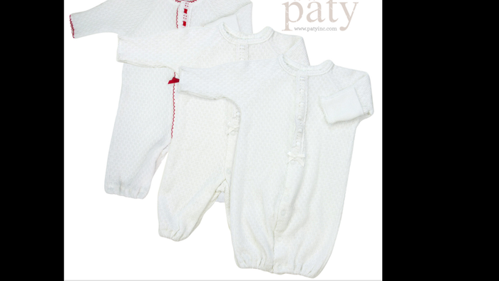 Paty Gown With White Eyelet Trim 197-3 Month
