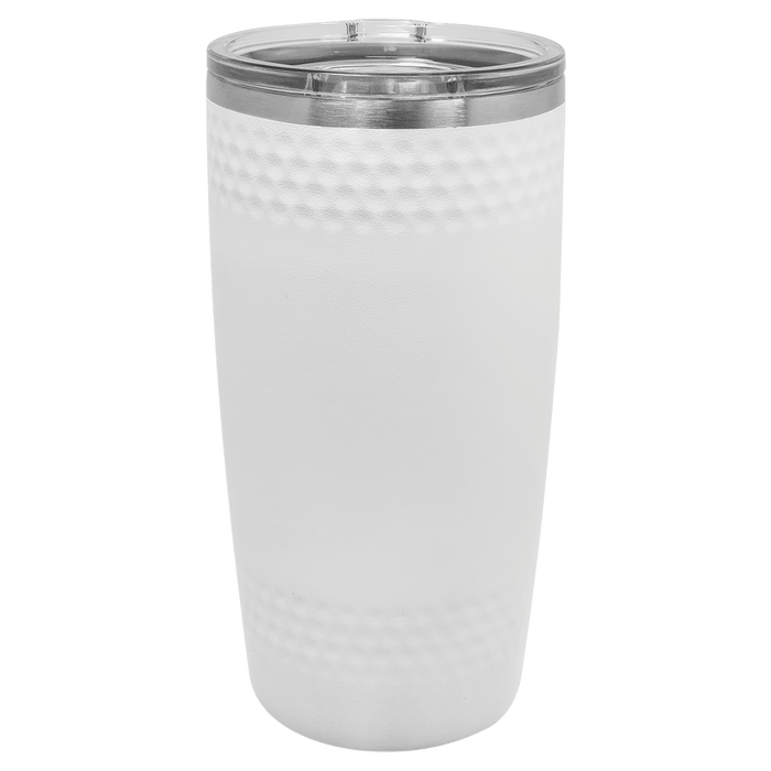 PC 20 oz. White Golf Tumbler w/ Dimples & Slider Lid