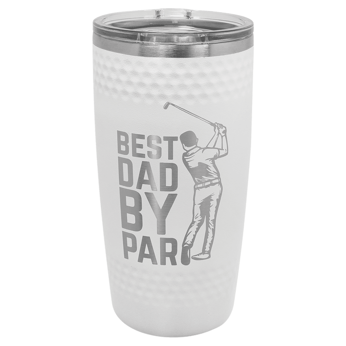 PC 20 oz. White Golf Tumbler w/ Dimples & Slider Lid