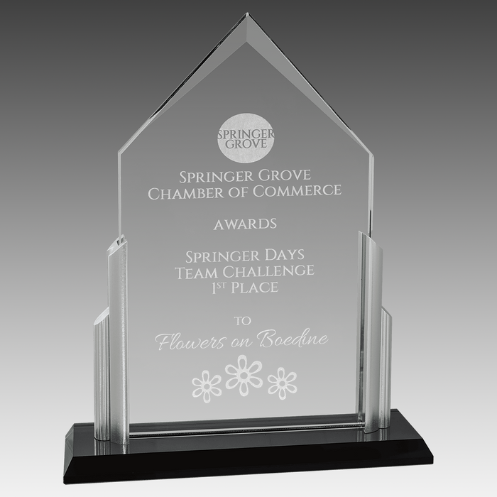 Peak Glass w/Brushed Silver Posts and Glass Base - AGP06