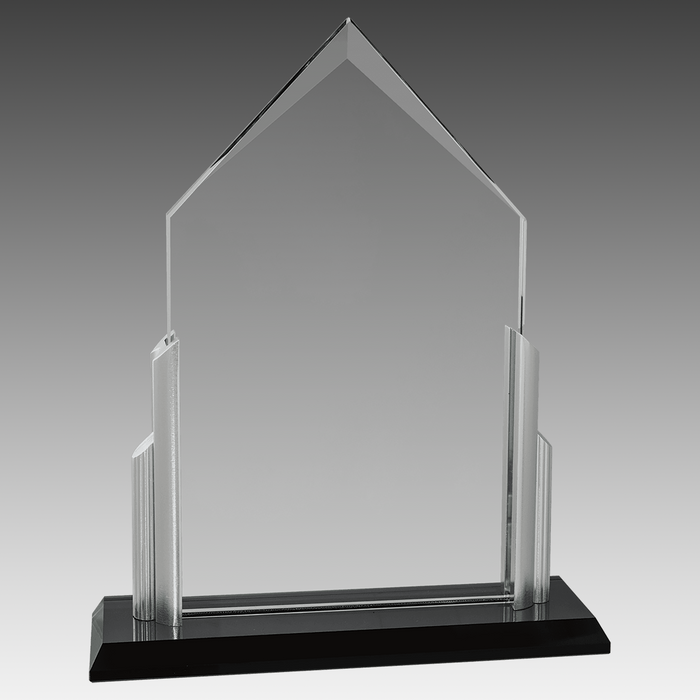 Peak Glass w/Brushed Silver Posts and Glass Base - AGP06