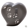 Pet Urn - 5 Paw Print Pet Keepsake Heart-Shaped Urn in Grey - ExquisiteUrns