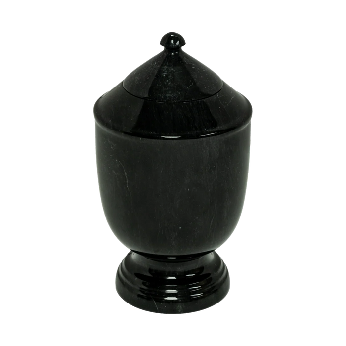 Petra Black Colored Ebony Marble Funeral Cremation Pet Urn