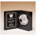 Black Piano Finish Book Clock w/Diamond Spun Dial