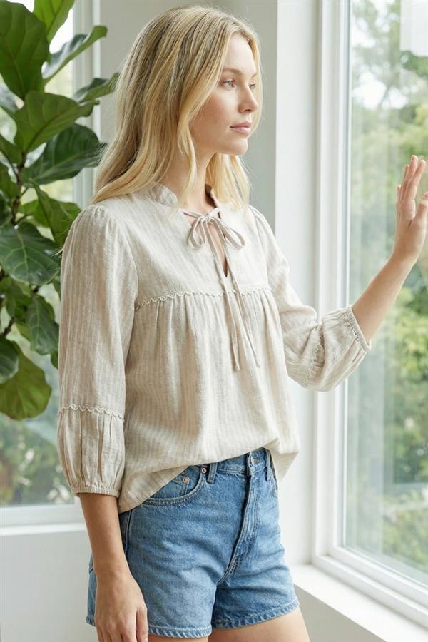 Pinstriped Linen Top FINAL SALE