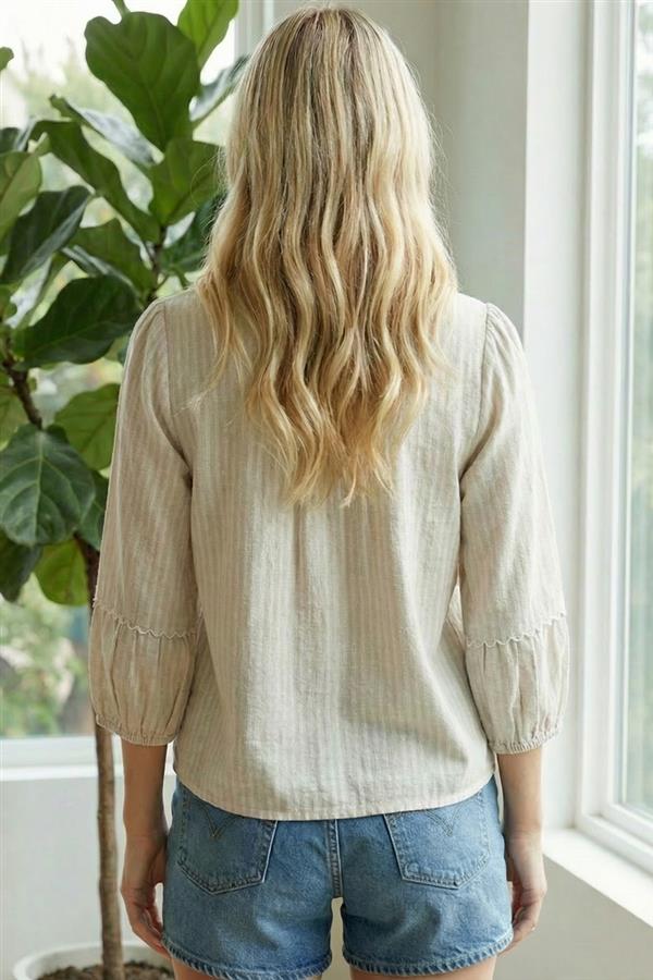 Pinstriped Linen Top FINAL SALE