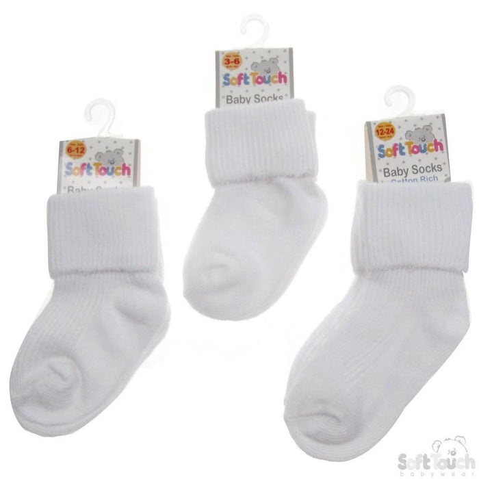 PLAIN WHITE TOT COTTON SOCKS: S57-W-324 - Kidswholesale.co.uk