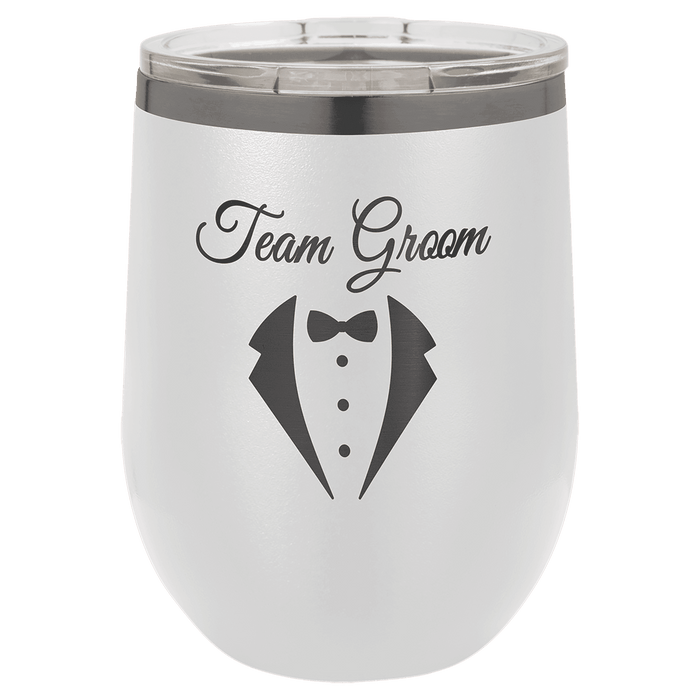 12 oz. White/Ghost Black ION-Plated  Stemless Wine Tumbler