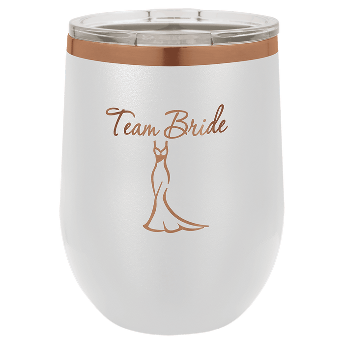 PC  12 oz. White/Rose Gold ION-Plated Stemless Wine Tumbler