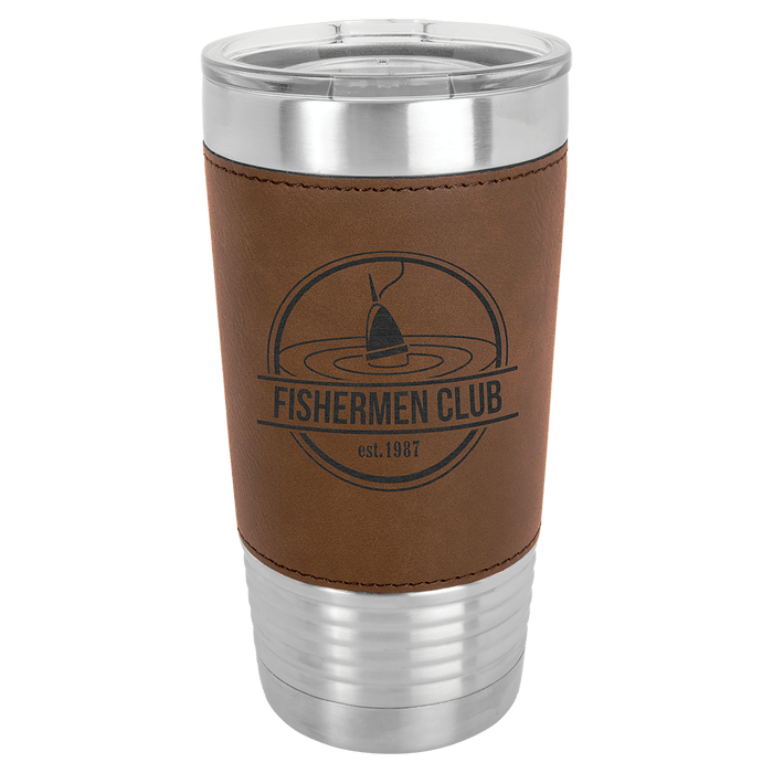 PC  20 oz. Dark Brown Laserable Leatherette Tumbler