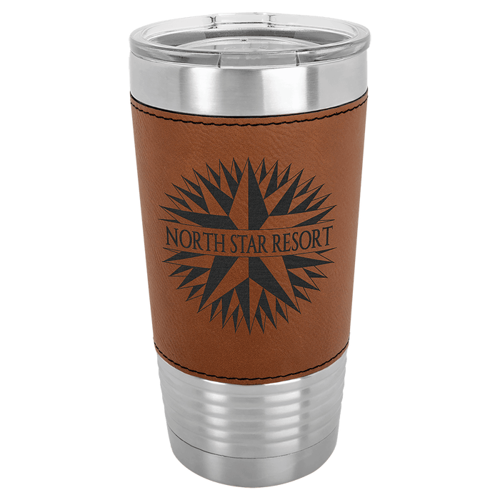 Polar Camel 20 oz. Rawhide Leatherette Tumbler w/Clear Lid