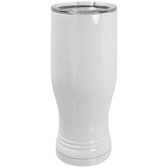 White Sublimatable 20 oz. Polar Camel Pilsner with Clear Lid