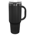 PC 40 oz. Black/Ghost Black ION-Plated Travel Mug w/Straw